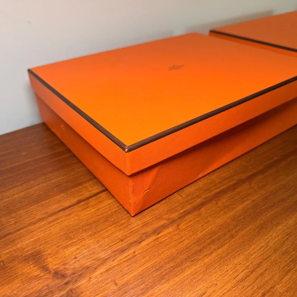 Hermes Paris Gift Boxes 2 Pack Orange 11x9x3 Luxury Designer Storage Authentic